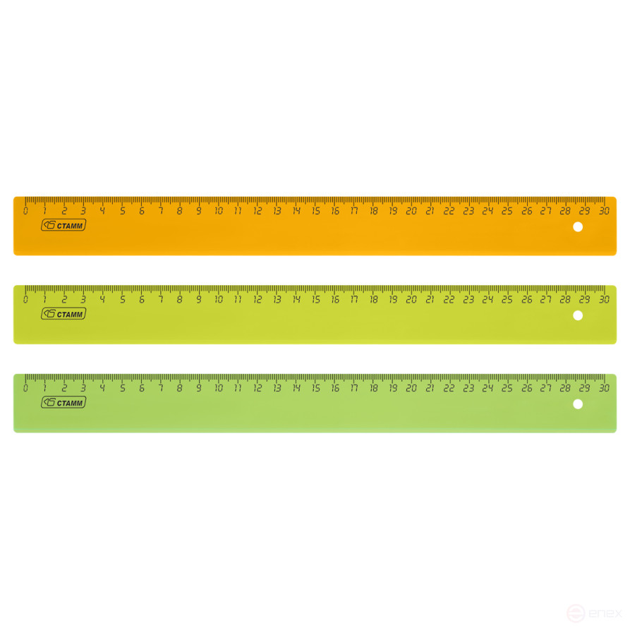 Ruler 30cm STAMM, plastic, transparent, neon colors, assorted
