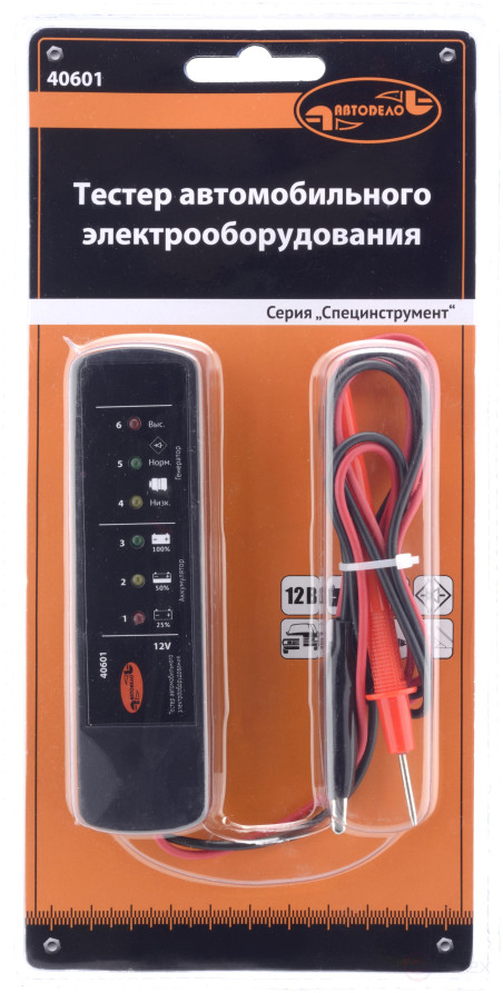 Тестер АКБ светодиодный (АвтоDело) 40601