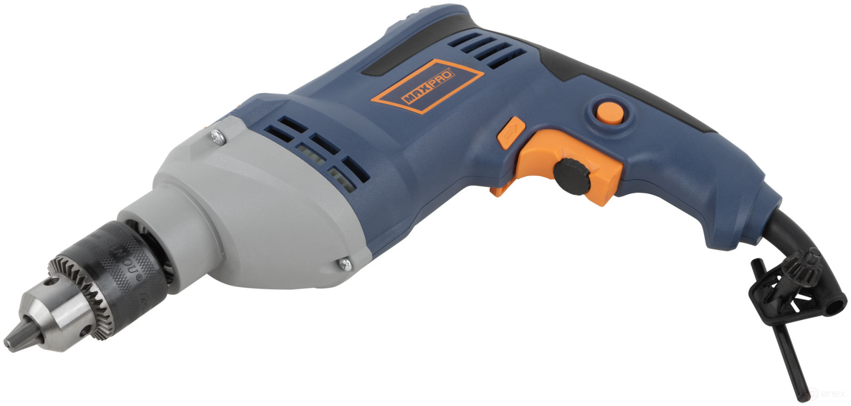 MAX-PRO Дрель ударная 850 Вт; 0-3000 об/мин; ключевой патрон 1,5-13 мм; 2,4 кг; антивибрационная ручка; меалл. корпус редуктора; резиновые вставки; ко