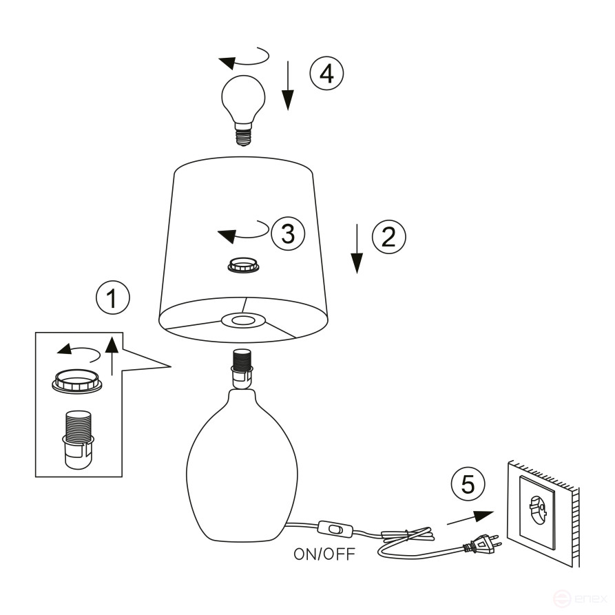 Rivoli Chimera 7072-503 Table Lamp 1* E14 40W Ceramic Light Wood