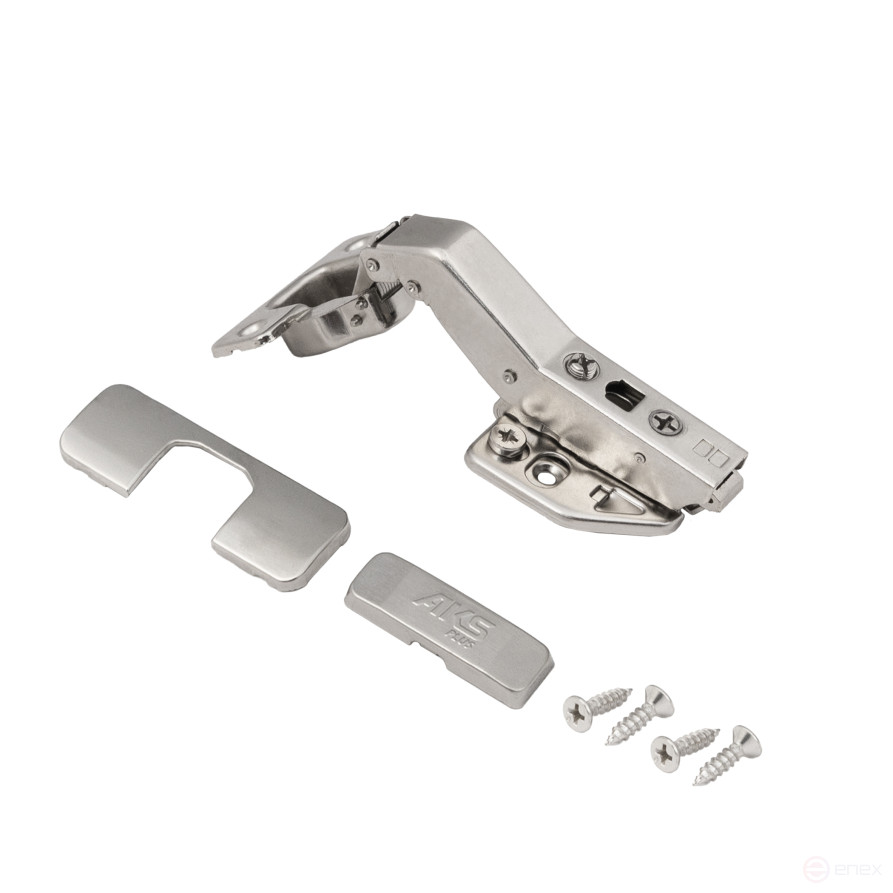 45° angle hinge with door closer 45mm h0 clip-on AKS PLUS 3D (self-tapping screws, plugs)