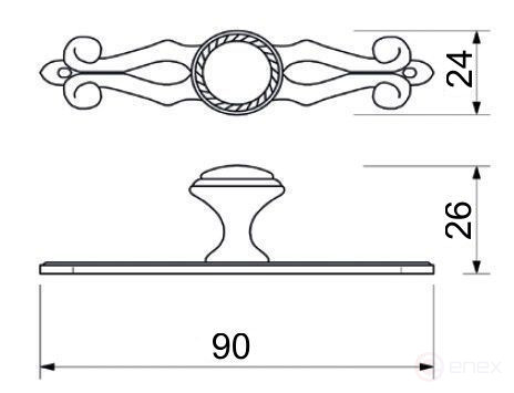 Handle meb. button met. DGG36+DSD36 antique gold G4 AKS