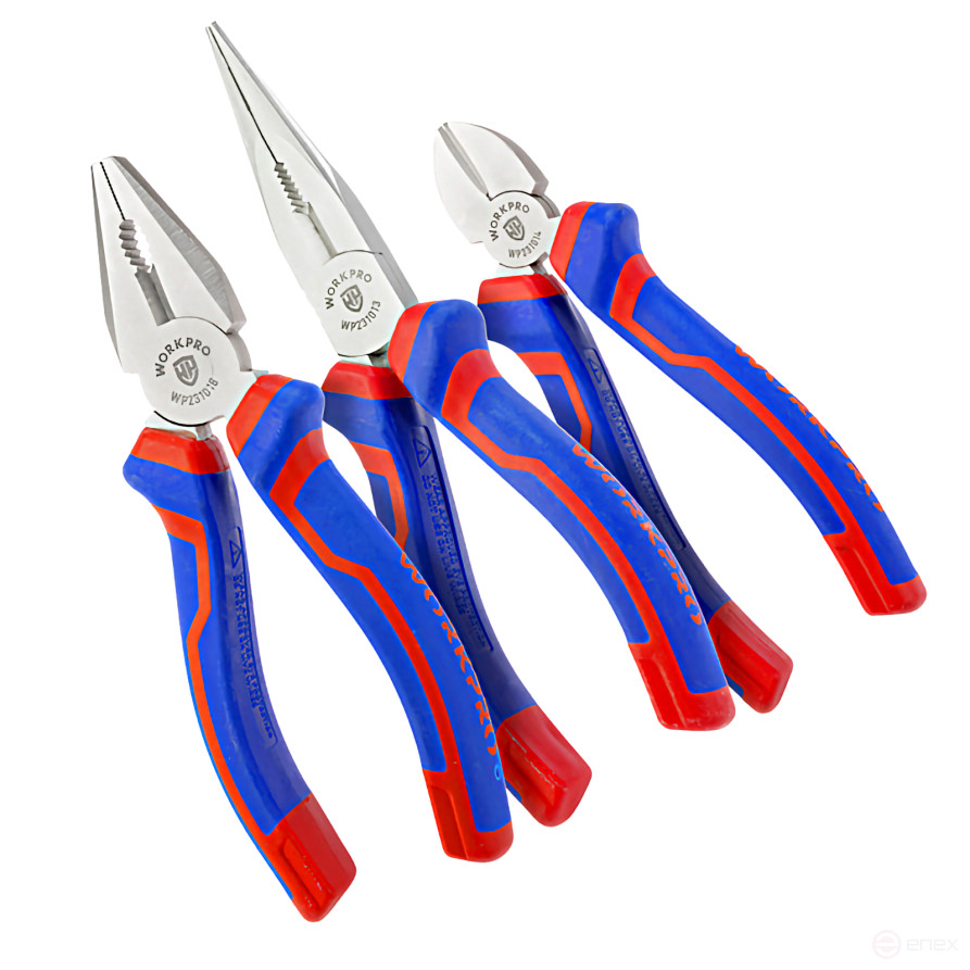 Губцевый инструмент (набор 3 предмета 6+6+6) проф WP201008 WORKPRO