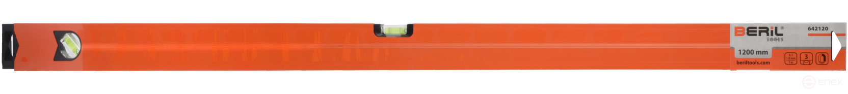 Уровень алюминиевый коробчатый 1200 мм (3 глазка/1 зеркальный, магнитный) BERIL