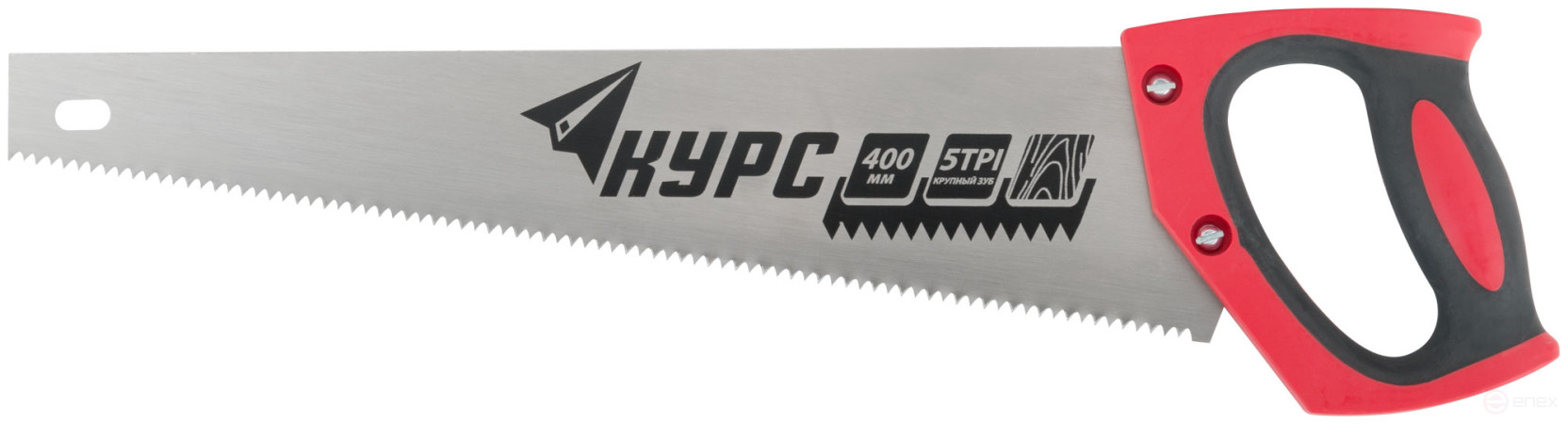 Universal wood hacksaw, 4.5 mm pitch, plastic rubberized handle 400 mm
