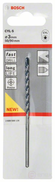 Сверла по бетону CYL-5 3 x 50 x 90 mm