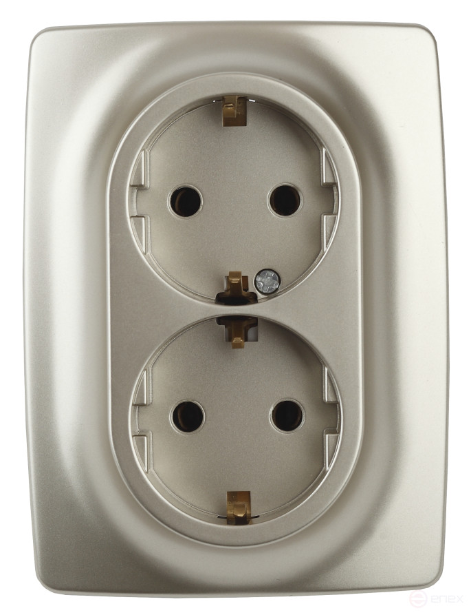 Розетка ЭРА Серия 12 12-2108-04 2X2P+E Schuko со шторками 16A-250В IP20 шампань