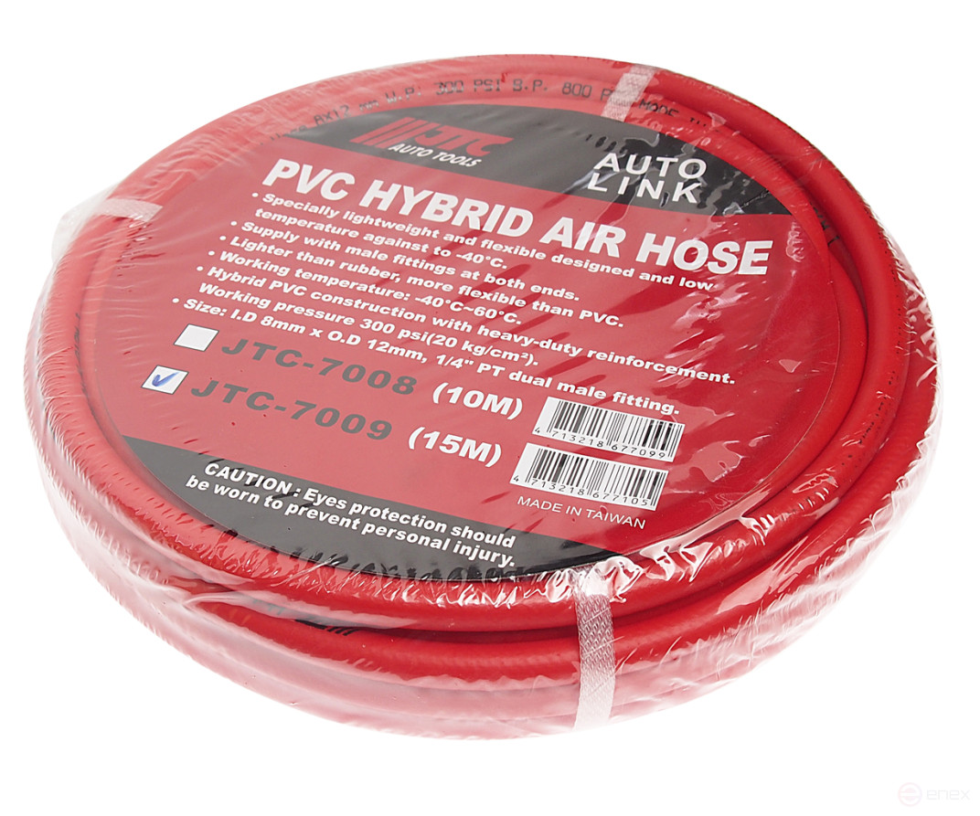 Pneumatic hose 8x12mm L=15m 1/4" PVC JTC fitting