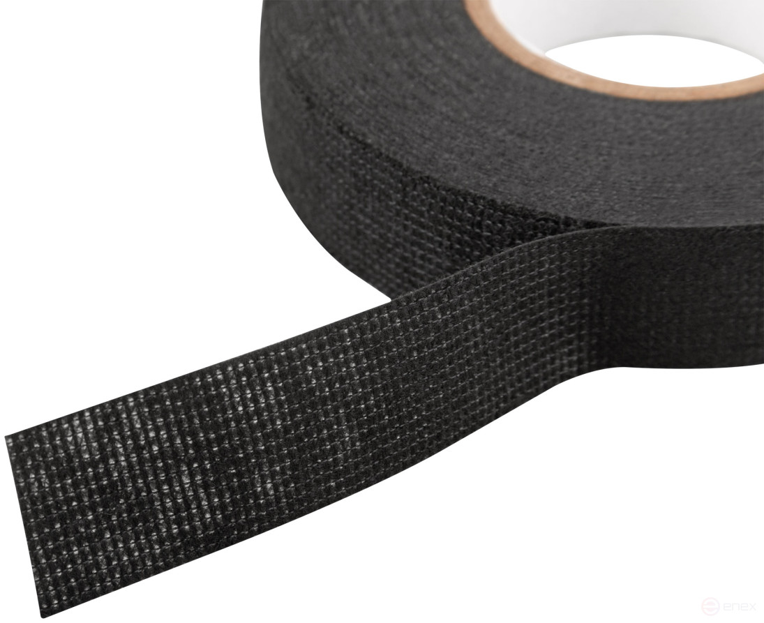 Лента тканевая на флисовой основе (ПЭТ) 19 мм х 0,3 мм х 15 м (черная)