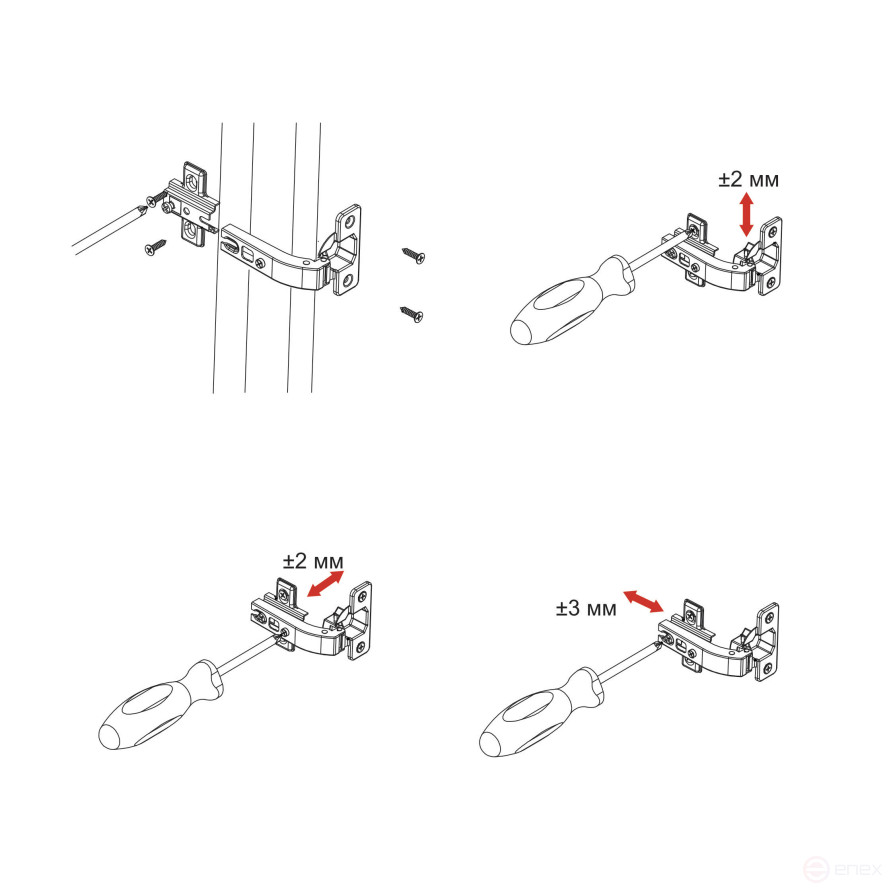 Hinge for raised panel 90° with spring 45mm h2 slide-on AKS (euro screws)