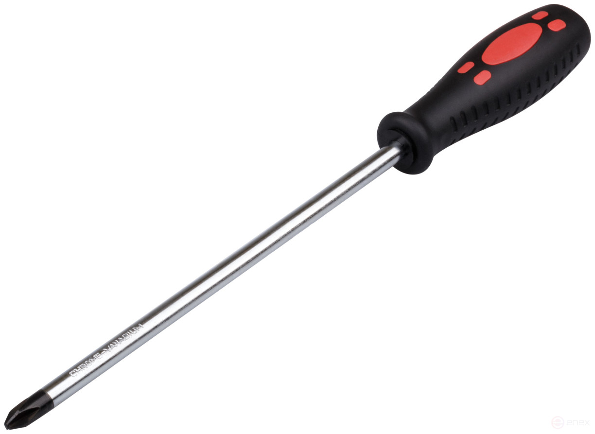 Screwdriver "Standard", CrV steel, rubberized black and red handle 8x200 mm PH3