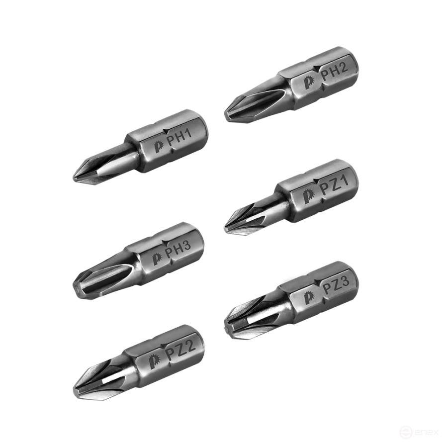 Набор бит ПРАКТИКА "Профи" 6шт PH1,2,3; PZ1,2,3 x 25мм, блистер (036-537)