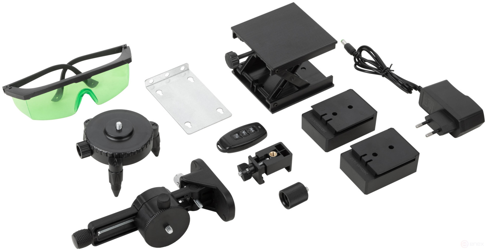 Уровень лазерный самоуспокаивающийся аккумуляторный Li-Ion, мультипризменный 3х360°, зеленый луч, диапазон 20 м, кейс