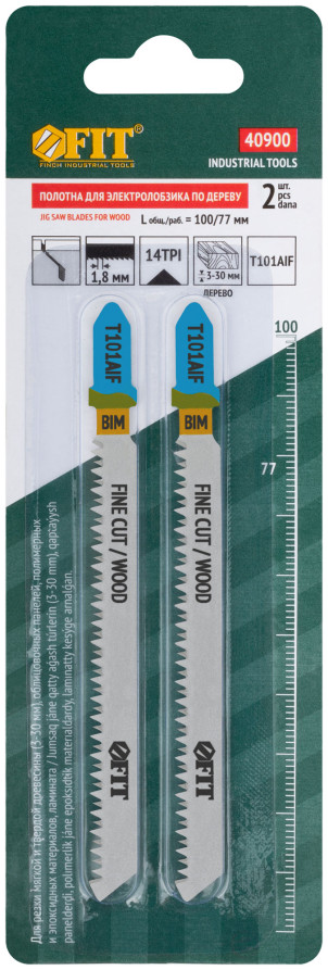 Полотна по дереву, Bimetal, остроконечные зубья, 100/77/1,8 мм (T101AIF), 2 шт.
