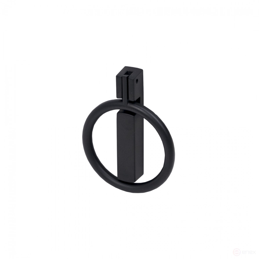 Handle meb. button met. ROUND black matte, AKS