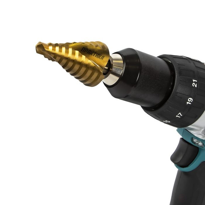 Сверло по металлу ступенчатое спиральное ПРАКТИКА 9-36мм, шаг 3мм, 3-х гран.хвост.10мм, ЭКСПЕРТ