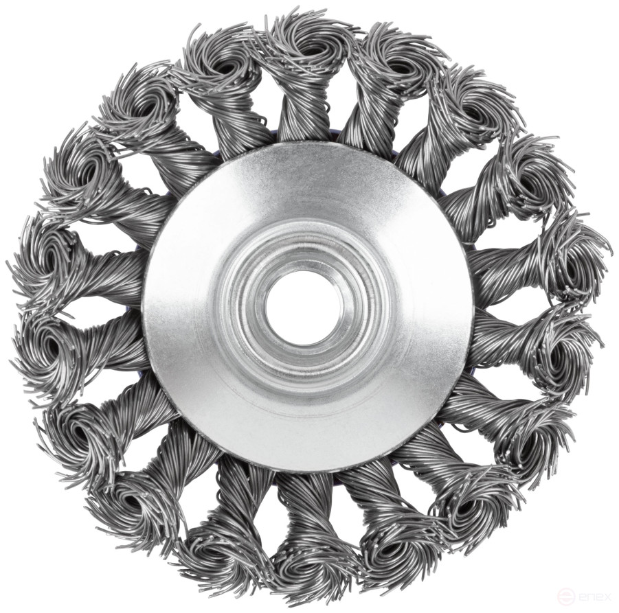 Щетка для УШМ, М14, тип "Тарелка", крученая проволока 0,5 мм, 100 мм, CUTOP Profi