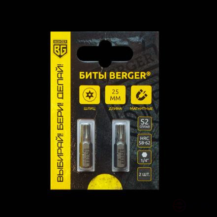 Биты магнитные TORX c отверстием T20Hx25мм, 2 шт., S2 BERGER BG2391