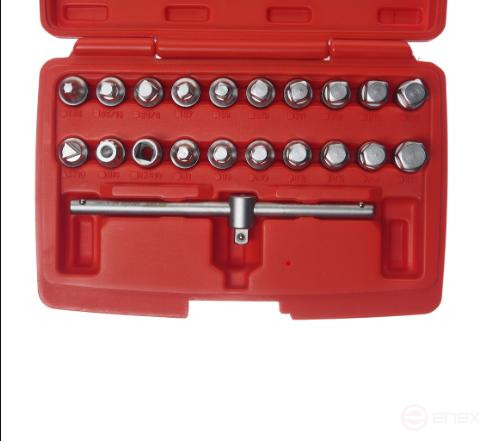 Set of heads for unscrewing oil plugs 21 pieces JTC