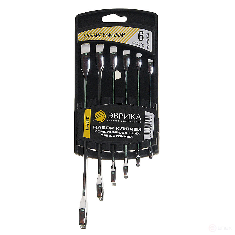 Set of combination keys ER-20617 ratchet 6 pieces 6,8,10,12,14,17mm (on the holder) EUREKA 5/20