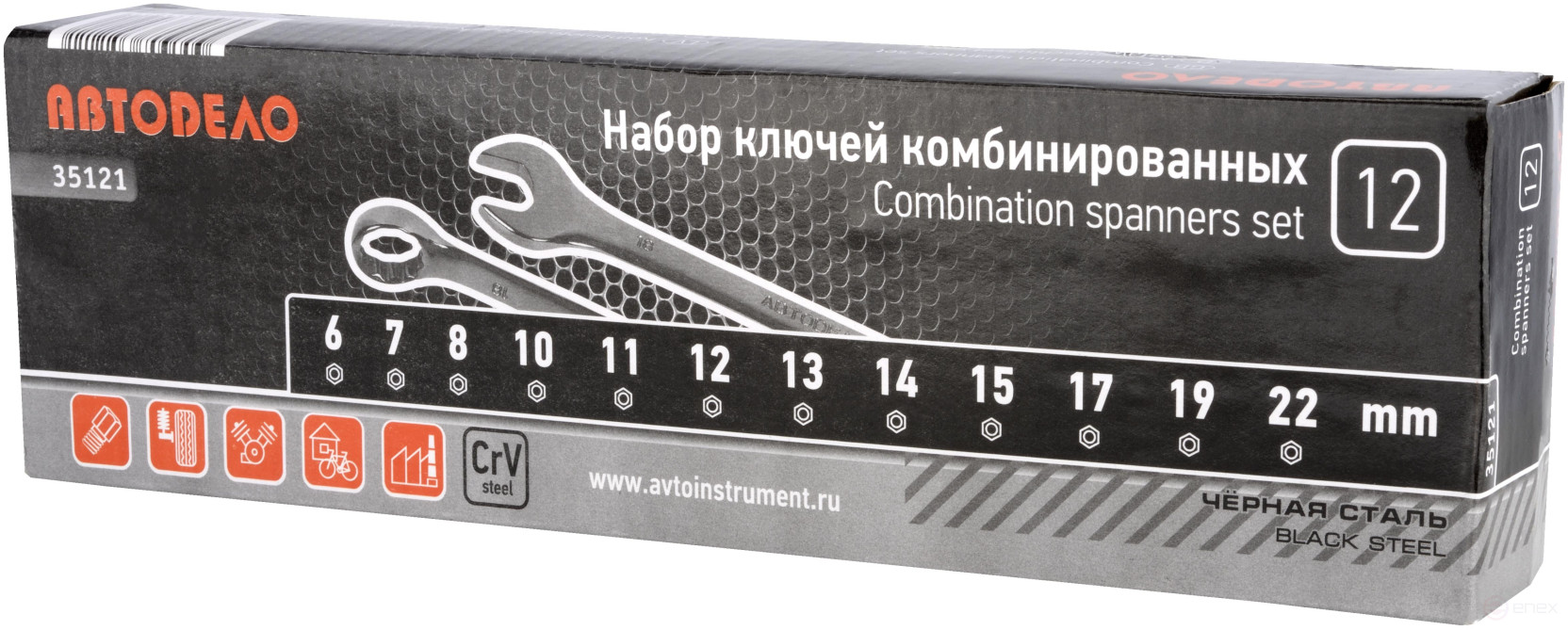 Набор комб.ключей АвтоDело"ЧернаяСталь" 12шт.(сумка) 35121