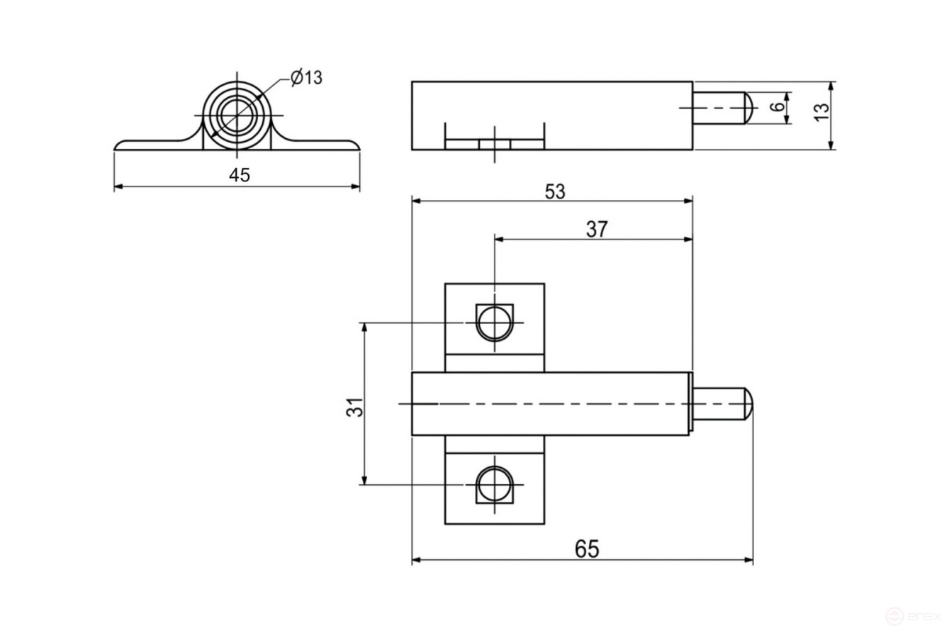 Shock absorber mounting cross-shaped overhead/mortise white AKS