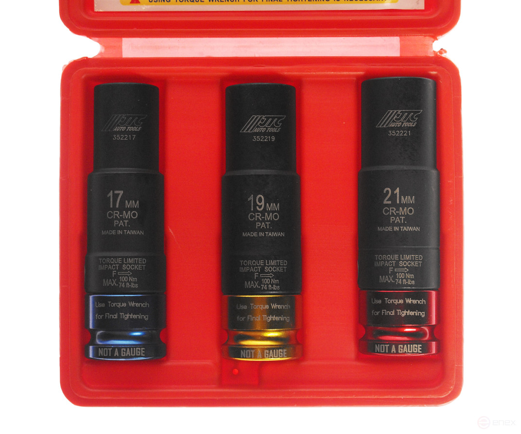 Набор головок торцевых ударных с фиксированным усилием 17,19,21мм 3 предмета в кейсе JTC