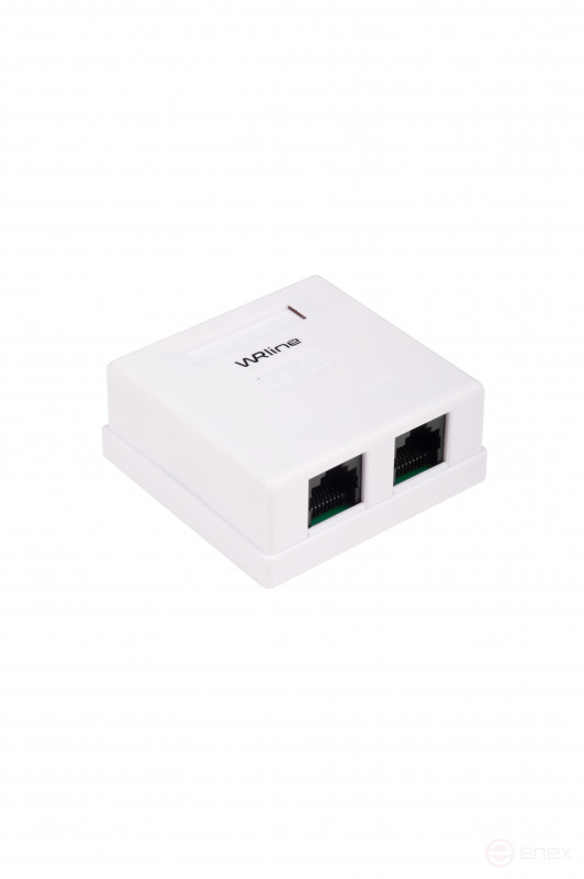WRline WR-WS-8P8C-C5E-2 Розетка компьютерная RJ-45, категория 5e, неэкранированная, двойная, внешняя, Dual IDC, цвет белый