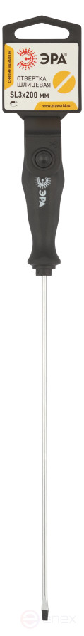 200SL3 Отвертка ЭРА SL 3х200 мм шлицевая двухкомпонентная рукоятка