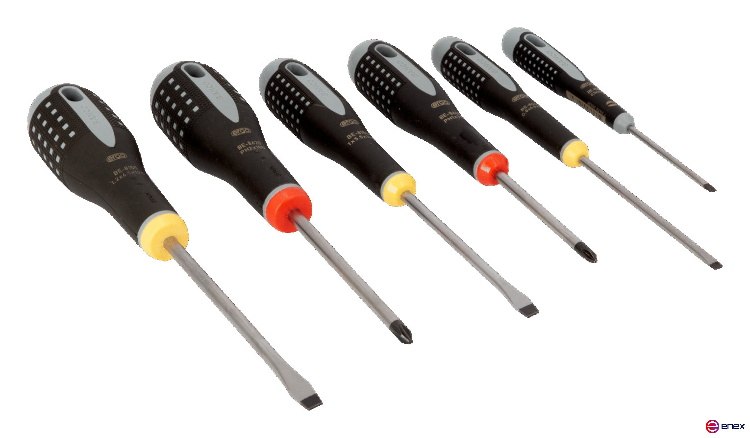 Set of slotted/Phillips screwdrivers with ERGO handle, 6 pcs