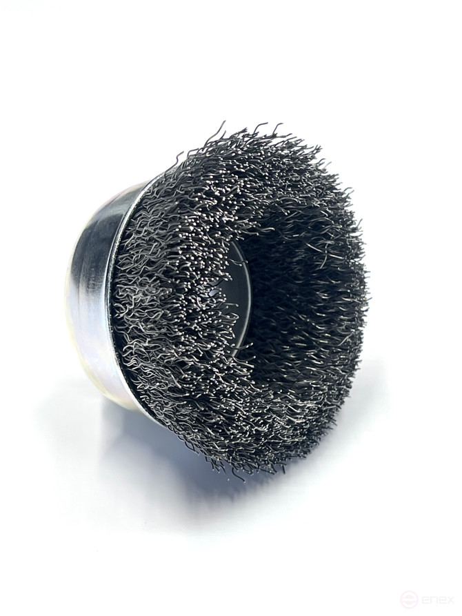 Corrugated cup brush, D80 mm, M14 fit, STA 0.50 mm corrugated steel wire