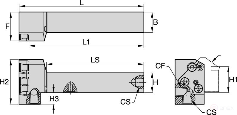 Modular holder with end mount and coolant supply KGMEL3232P65C