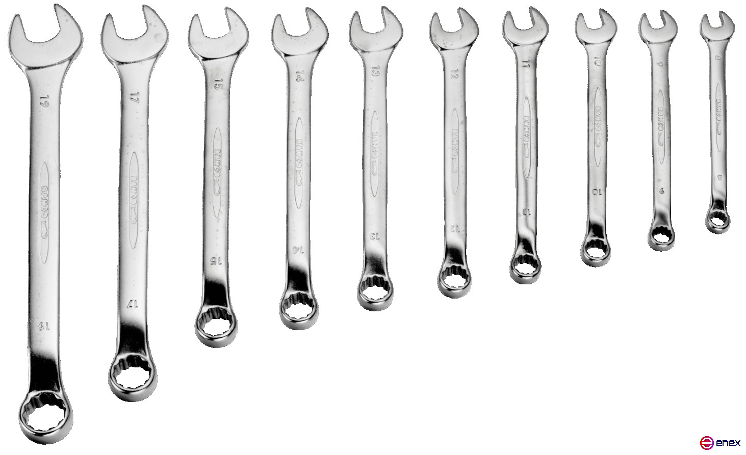 Ключ комбинированный изогнутый, 14 мм, хромированный, розничная упаковка