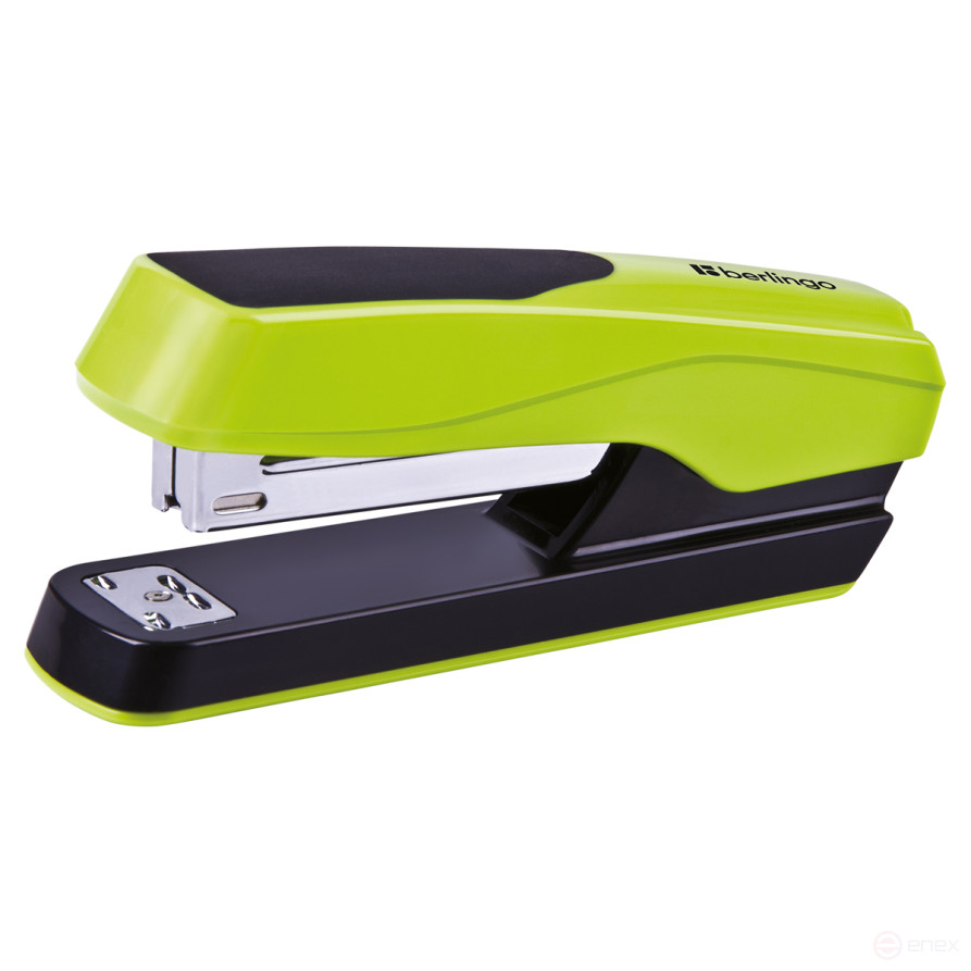 Stapler No.24/6, 26/6 Berlingo "Fluent", up to 25 liters, plastic case, green