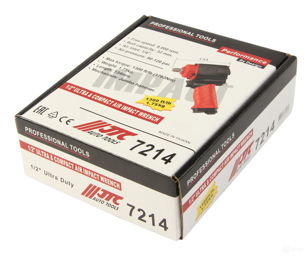 Гайковерт пневматический 1/2" 1763Нм 9000об/мин. 90-120PSI JTC