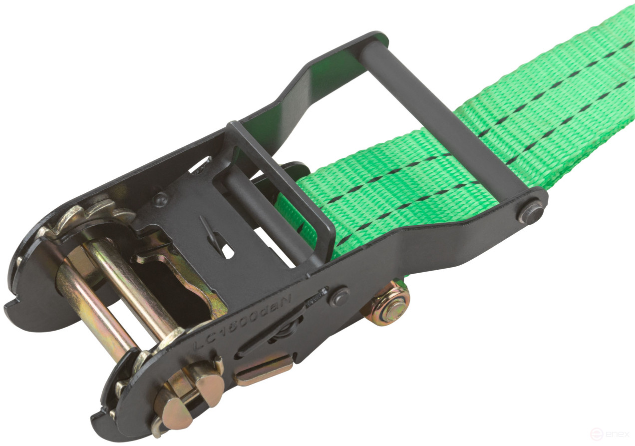 Ремень для крепления груза, храповый механизм 135 мм, полиэфирная лента 38 мм x 8 м, 1500 / 3000 кг