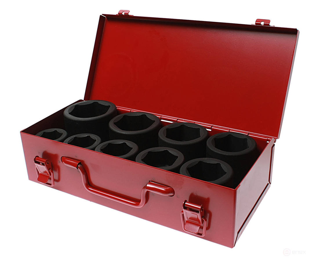 Набор головок торцевых 1" 6-ти гранных 27-50мм ударных 9 предметов в кейсе JTC