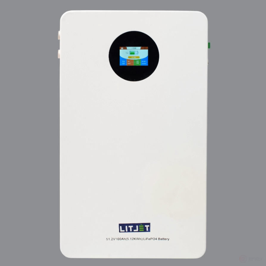 Литиевый аккумулятор тяговый ЛИТДЖЕТ GREEN LiFePO4 51,2V 100Ah 5KWh 100A, CAN/RS485 c/d 100A настенный