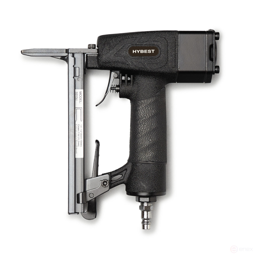 Hybest 1013JL furniture staple gun (pneumatic, 53F 20Ga staples, elongated)
