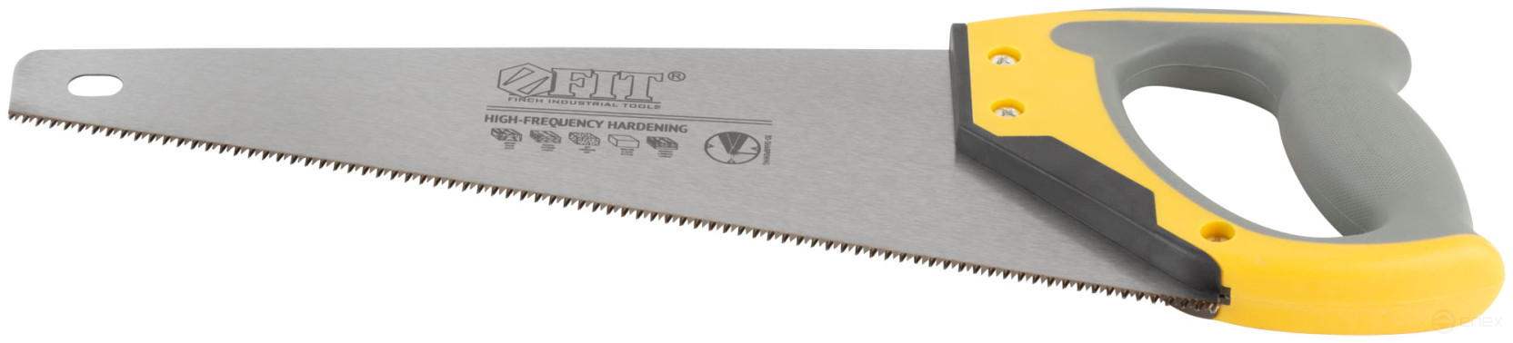 Hacksaw on wood, small red-hot tooth 12 TRI, 3D sharpening, 3K layer.Rubberized handle, 350 mm Pro