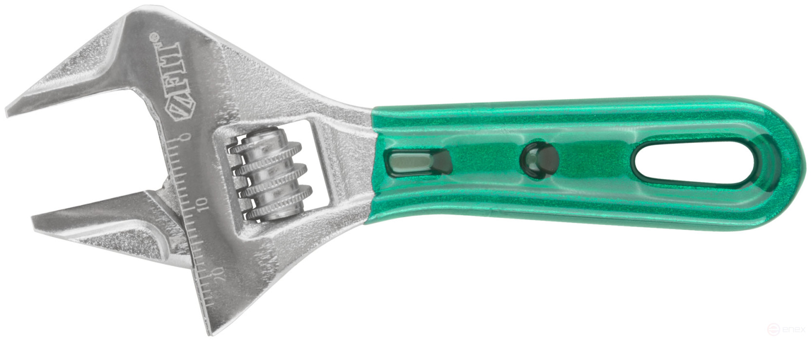 Adjustable "Smart" wrench, CrV, shortened, narrow jaws, scale, extra magnification.Grip 115mm (24mm)