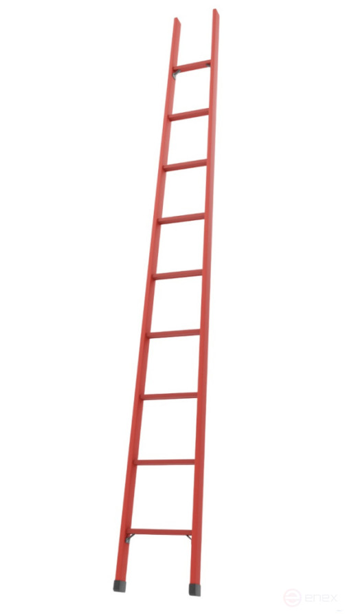 LSPD-3,5AMGK single-section dielectric fiberglass ladder, abrasive coating of steps, hooks, metal end caps (Soft ground) h=3500mm, steps.9