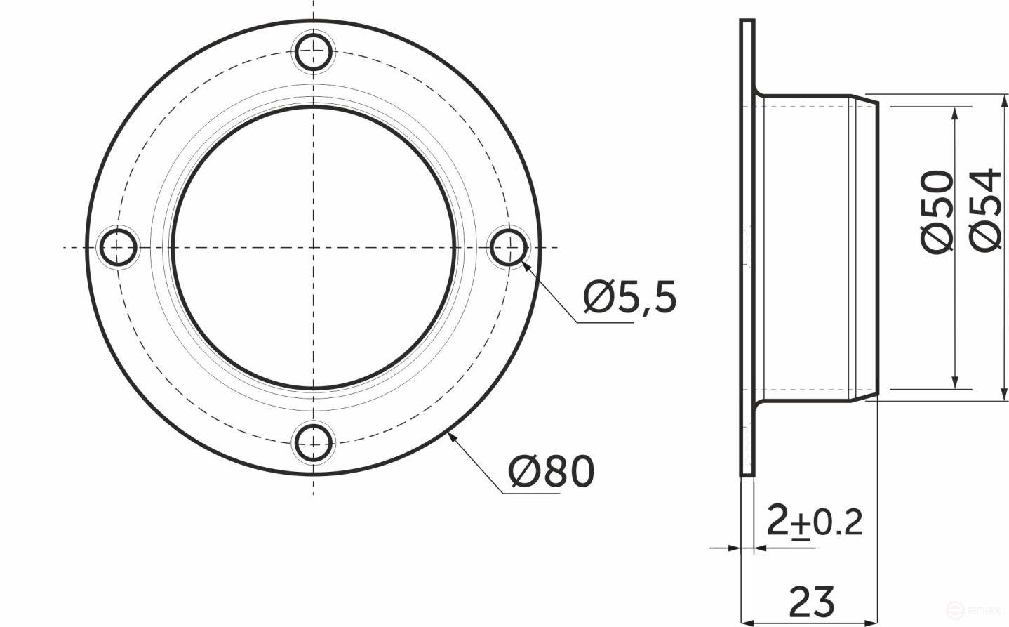 Крепление (розетка) трубы d50, хром AKS