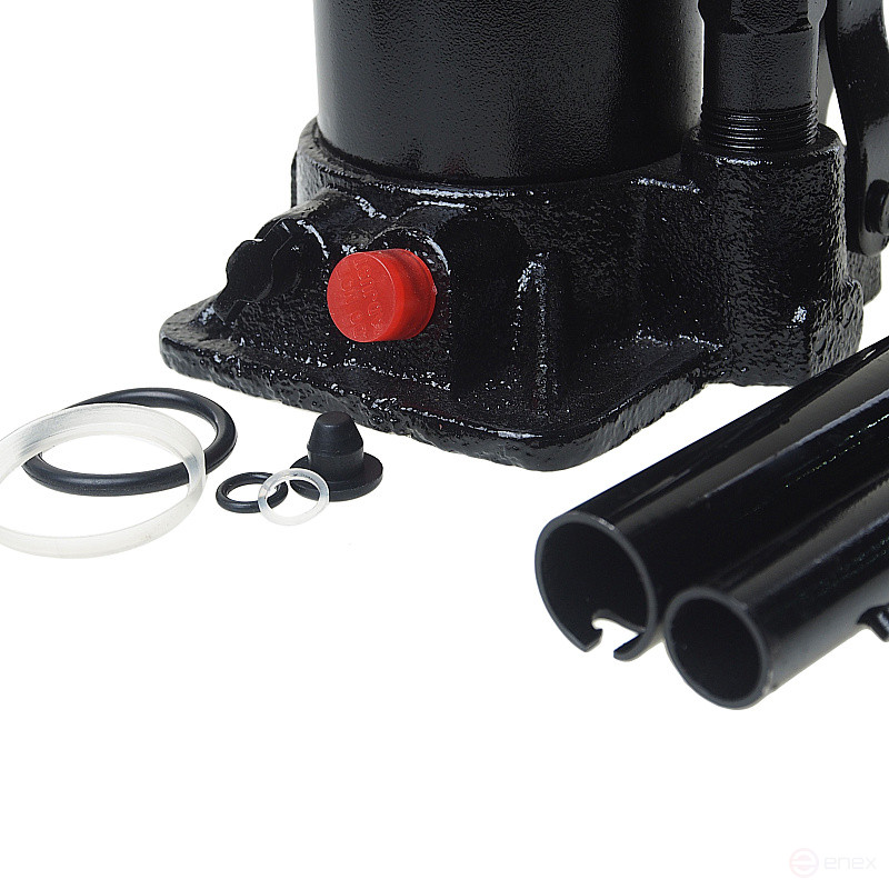 Домкрат гидравлический ER-80051S бутылочный с клапаном 5т, ремкомплект (выс. подъема 215-400мм) в кейсе ЭВРИКА /1/5