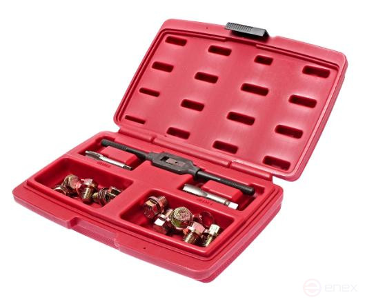 A set for repairing oil spillage holes of 12mm and 14mm in a JTC case