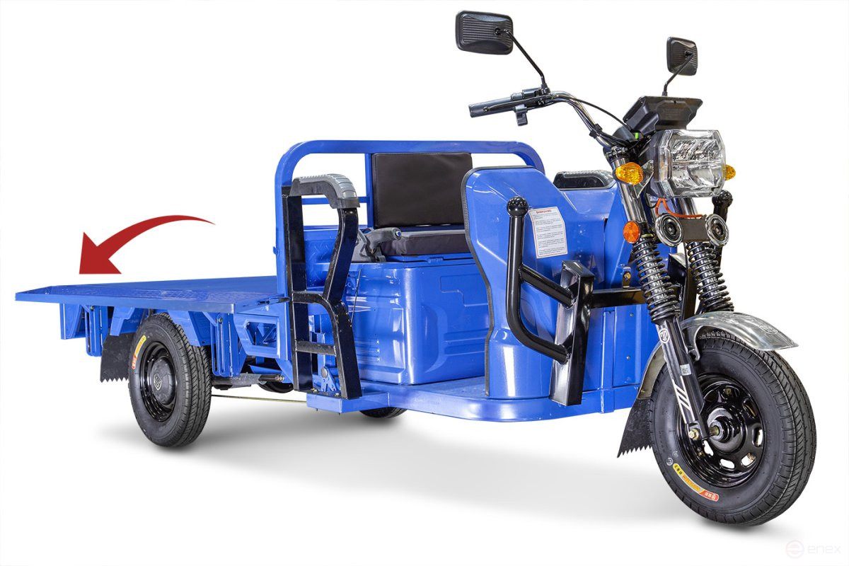 Cargo electric tricycle Rutrike Size 1700 60V1200W, matte blue