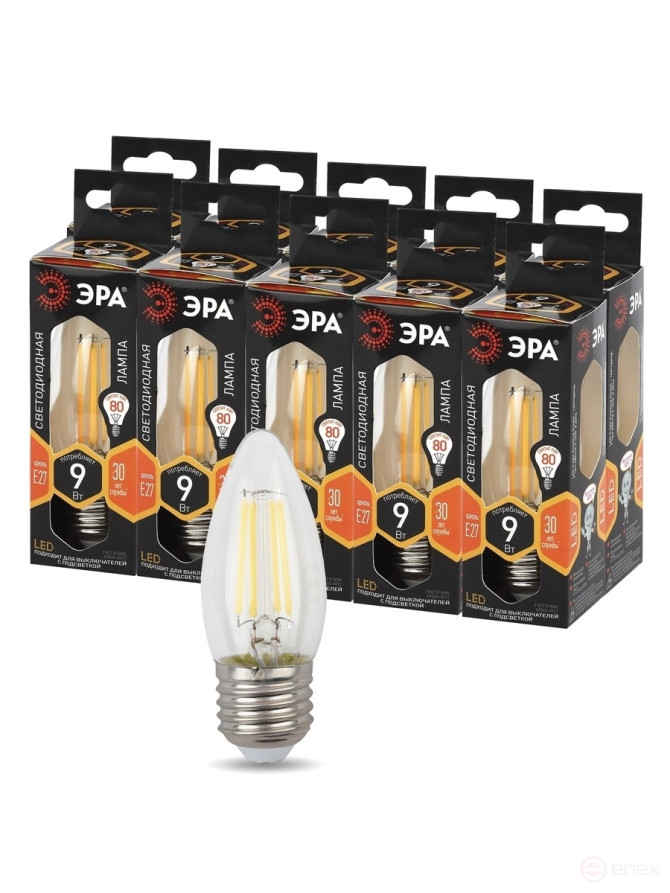 LED ERA Lamp F-LED B35-9w-827-E27 9W Filament Candle Warm White Light E27