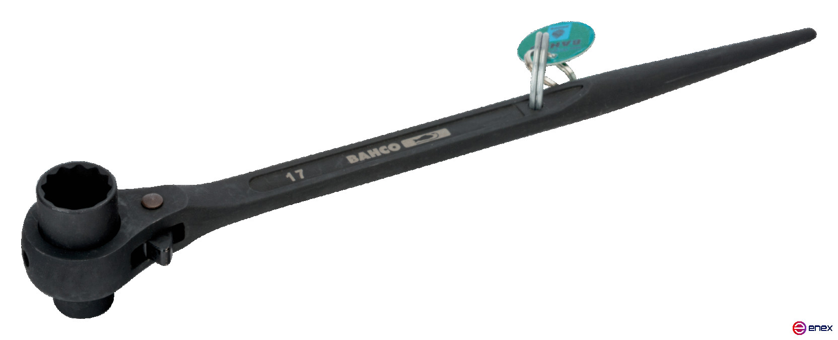 Key for scaffolding with ratchet with metal. mounting ring, 15 - 17 mm