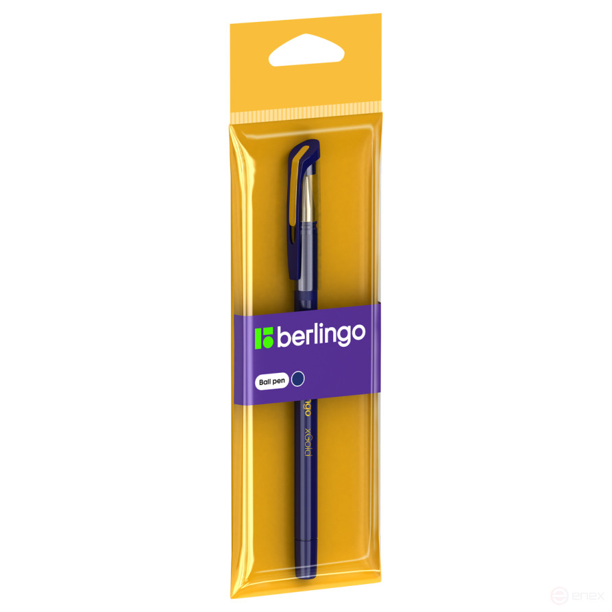 Berlingo ballpoint pen "XGold" blue, 0.7 mm, needle rod, grip, package