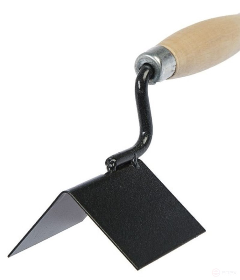 Outer corner trowel with wooden handle (powder color)